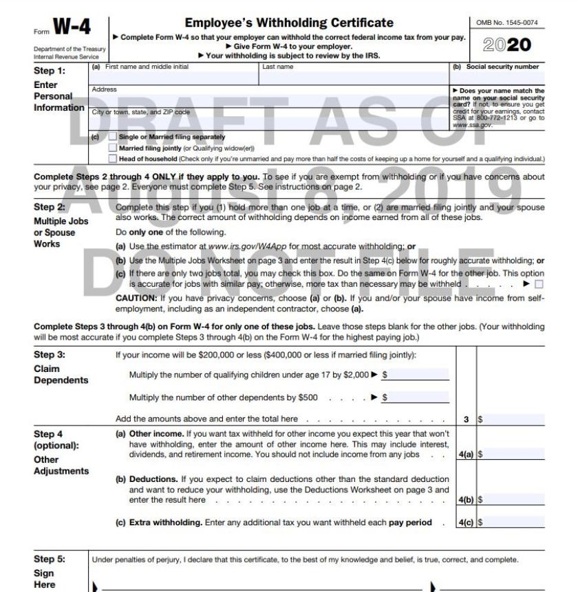 W-4 Form: Extra Withholding, Exemptions, and More