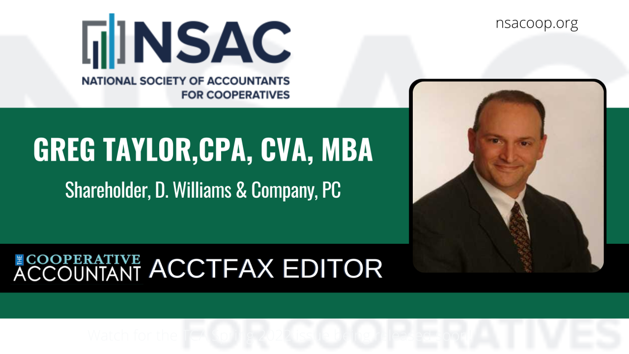 NSAC Announces Greg Taylor as New TCA ACCTFAX Editor