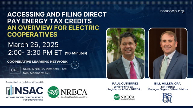 Accessing and Filing Direct Pay Energy Tax Credits:  An Overview for Electric Cooperatives